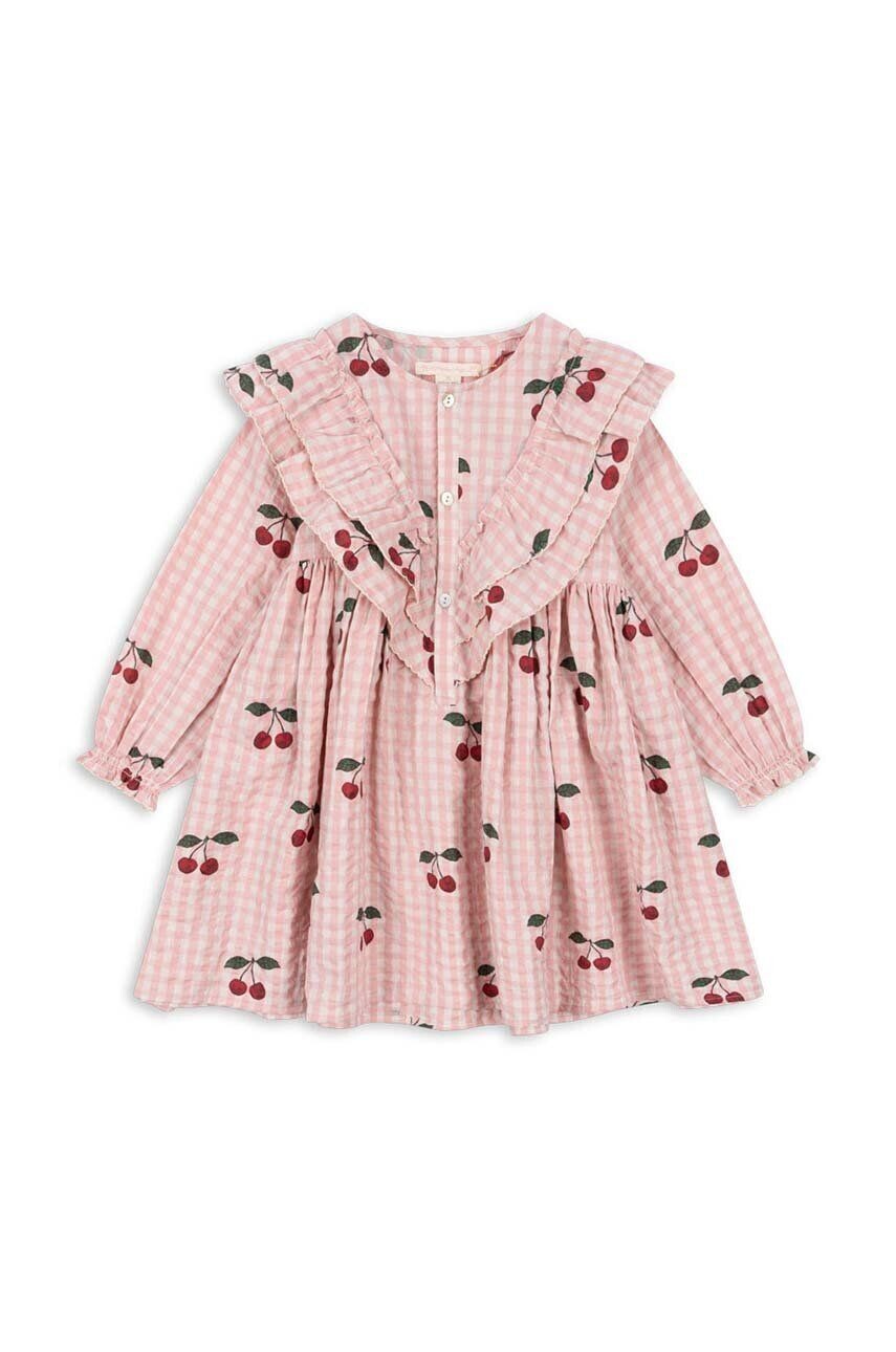

Хлопковое платье Konges Sløjd для девочек KIM FRILL DRESS GOTS, розовый