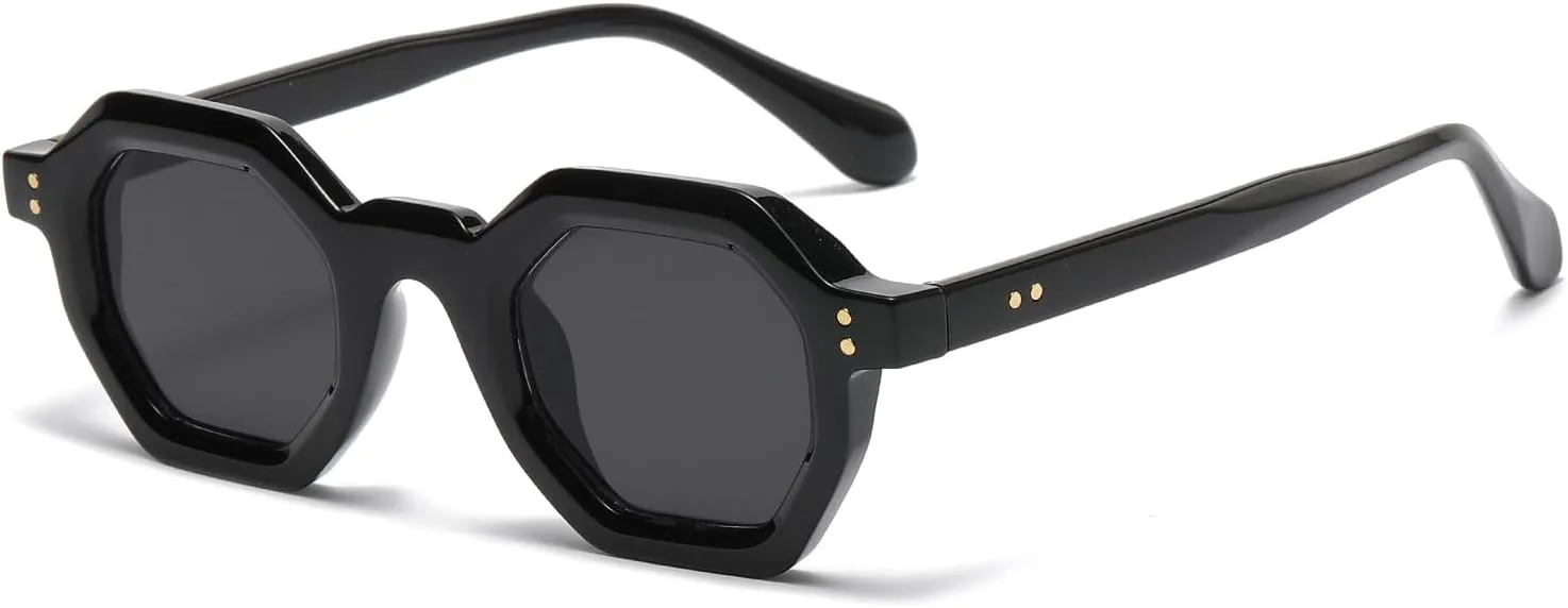 

Солнцезащитные очки LJCZKA в стиле ретро, ​​восьмиугольные, для женщин и мужчин, модные, унисекс, винтажные, многоугольные, маленькие квадратные, Blackgrey