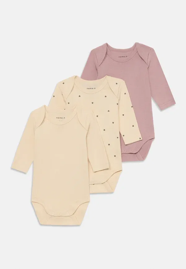 Набор боди 3 шт Name It, summer sand/ville mauve, песочный/сиреневый