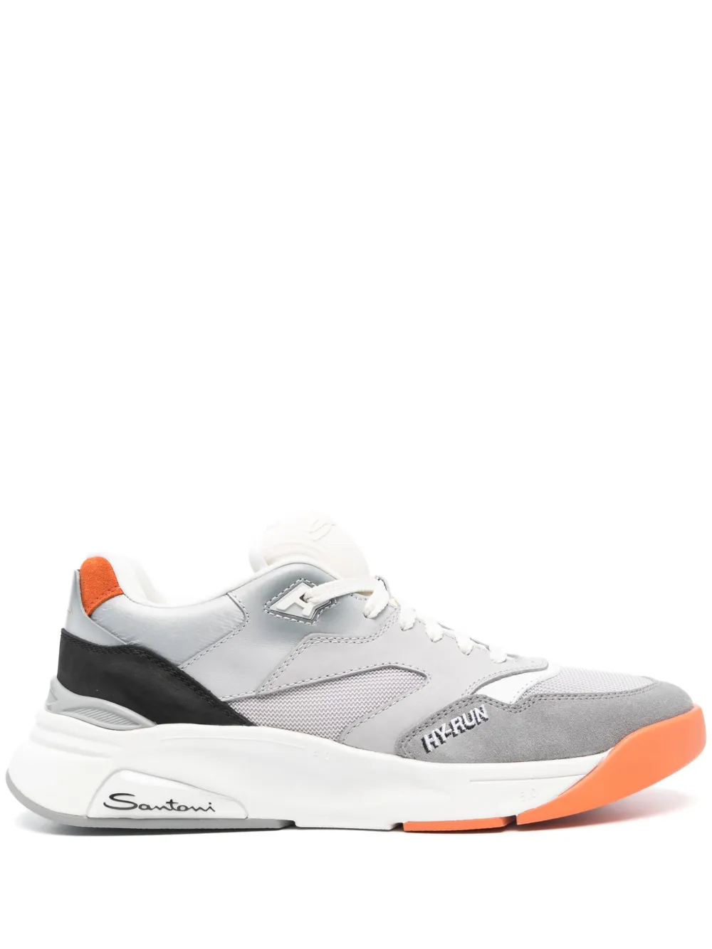 

Кроссовки со вставками и вышитым логотипом Santoni, серый