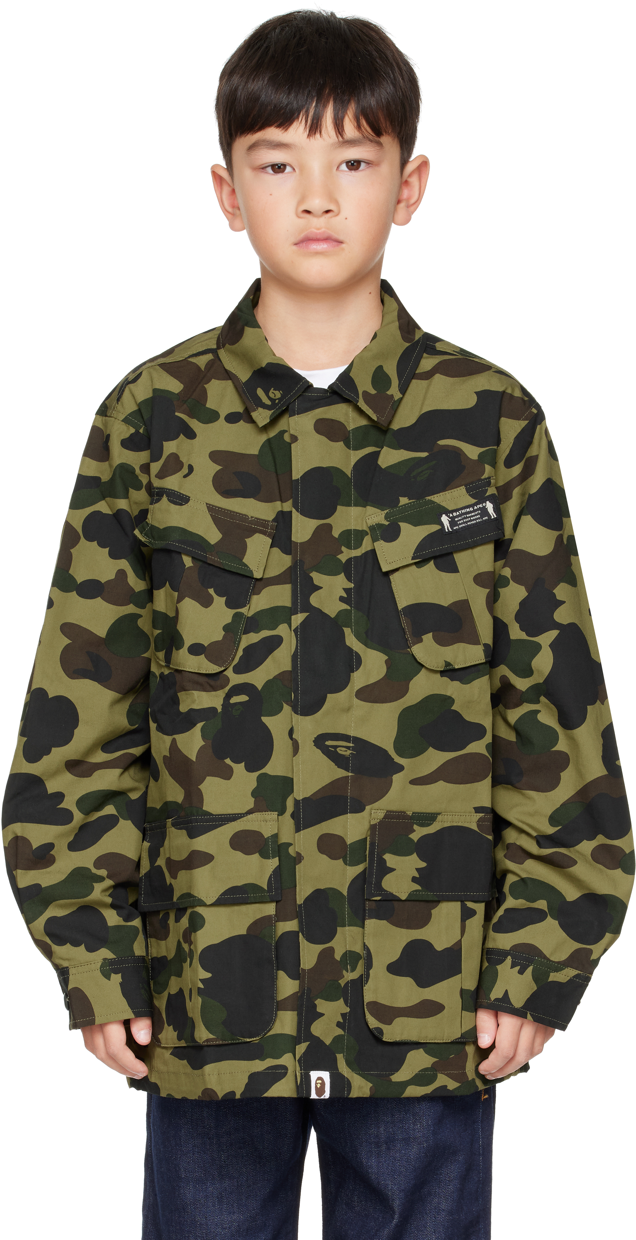 

Детская куртка-рубашка цвета хаки 1st Camo BAPE