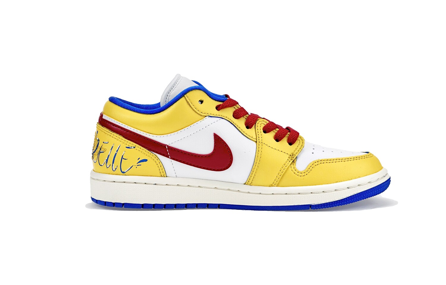 Кроссовки Air Jordan 1 Vintage Basketball Shoes Unisex Low-top Yellow/white/blue, желтый — фото 2