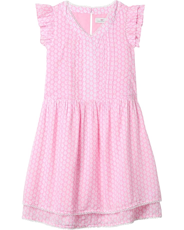 

Платье Vineyard Vines Kids Flutter Pintuck Dress, цвет Block Cotton Candy/White