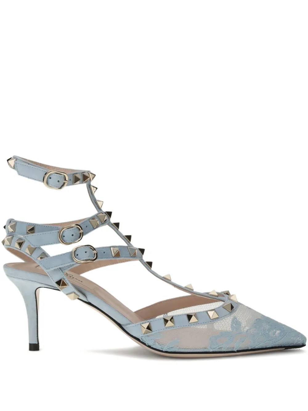 Туфли-лодочки на каблуке 80 мм с заклепками Rockstud Valentino Garavani, синий