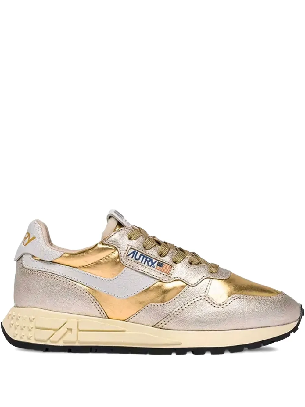 Кроссовки Reelwind из металлизированной кожи AUTRY, золотой