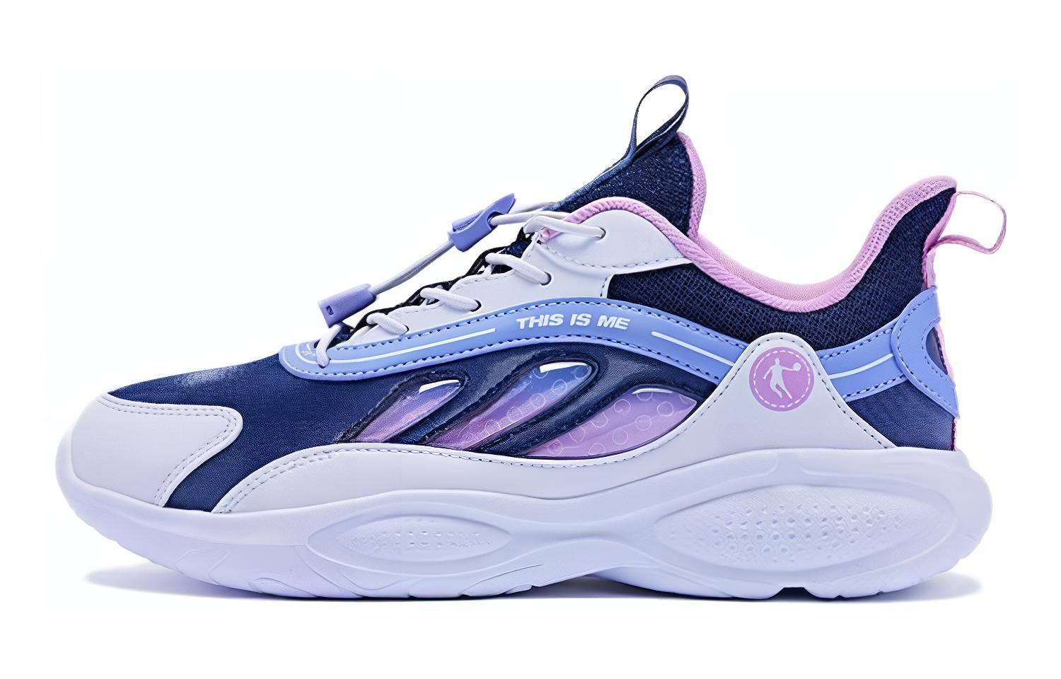 

Амортизирующие износостойкие низкие детские кроссовки для бега сине-белые подростковые QIAODAN