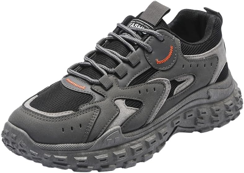 

Мужские модные спортивные кроссовки с толстой подошвой - дышащая сетчатая ткань и верх из ПУ, прочная подошва из ПВХ, шнуровка спереди, подходит для всех сезонов Clolinde, серый