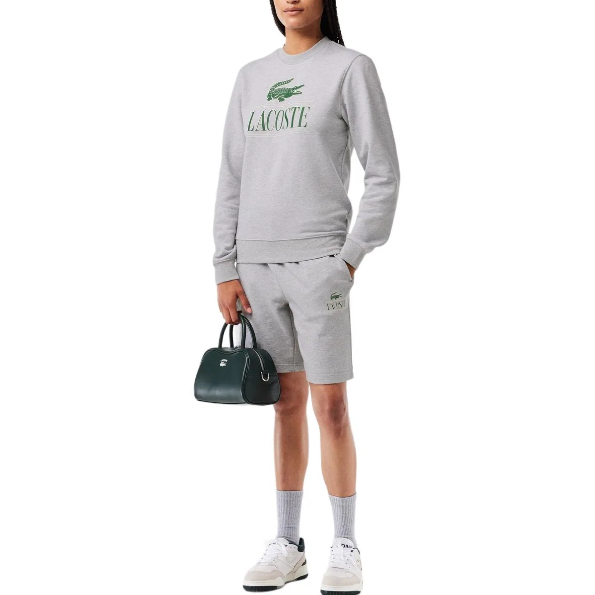 Свитшот Lacoste Crew Neck Moderate Regular, унисекс, серый — фото 3