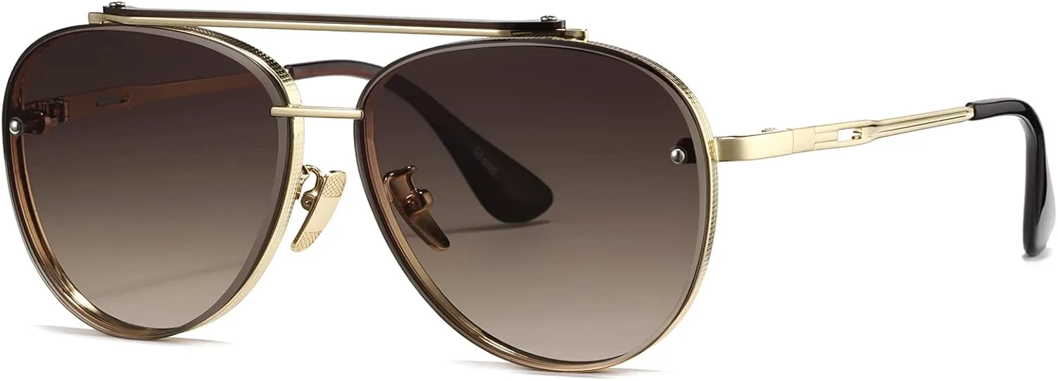 

Солнцезащитные очки-авиаторы GTAND Fashion Cool Gradient для женщин, винтажные классические металлические солнцезащитные очки, C4 Gold Frame/Gradient Brown Lens