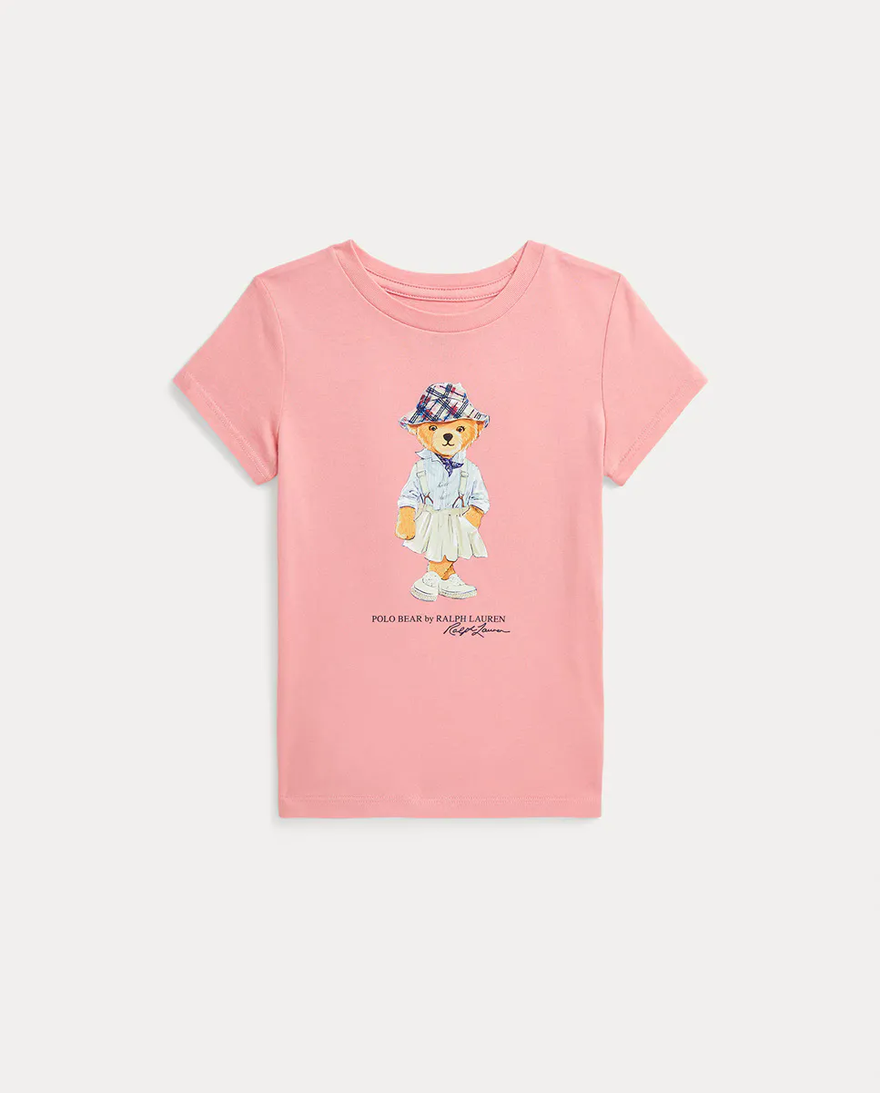 

Розовая хлопковая футболка для девочки Polo Ralph Lauren, розовый