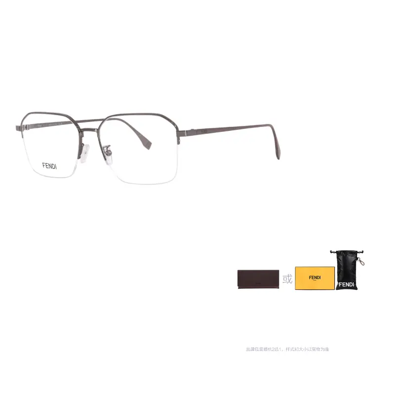 

FENDI Мужская оправа для очков металлическая асимметричная черная, Black