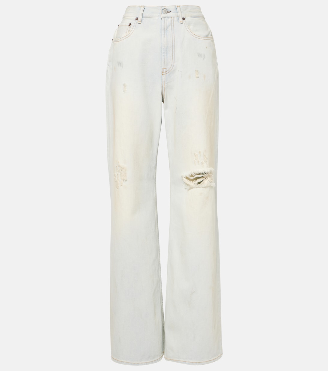 Прямые джинсы Shorebreak с вырезами Acne Studios, Light Blue/White