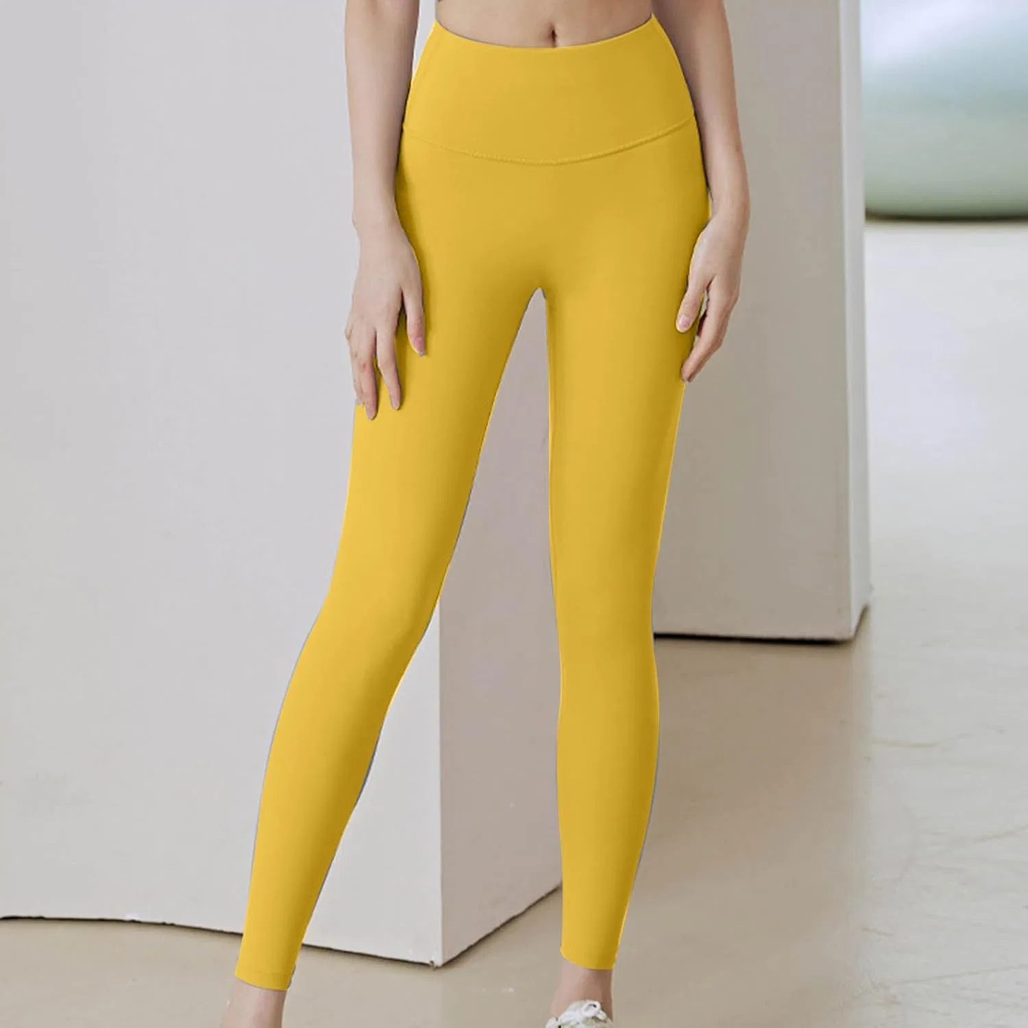 Леггинсы для женщин с высокой талией, контроль живота, Generic, A02_yellow — фото 4