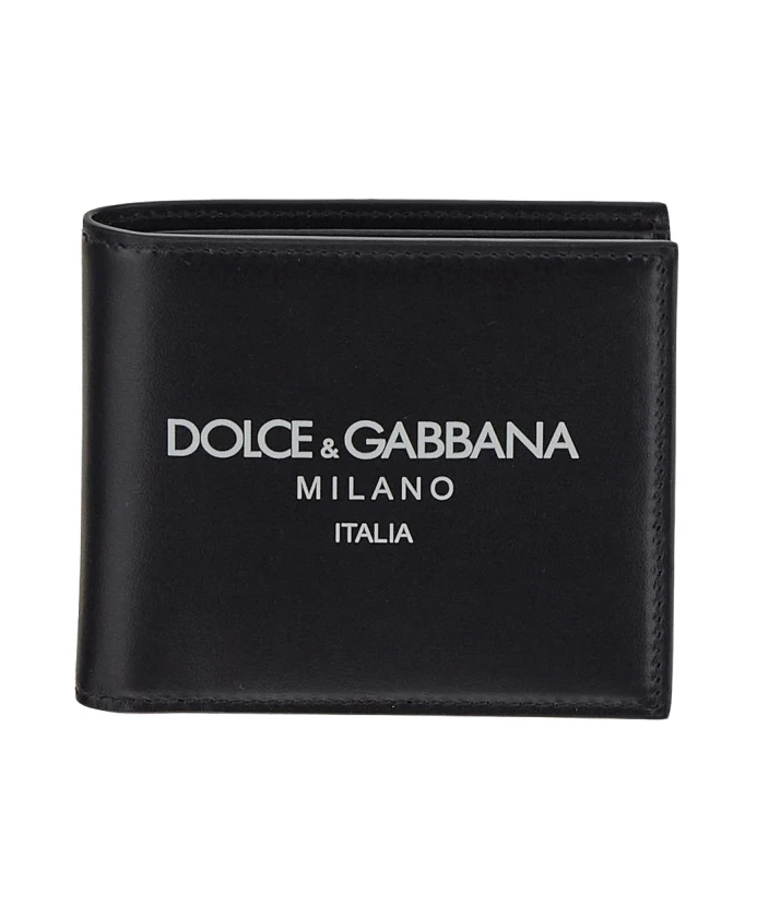 

Складной кожаный кошелек с логотипом Dolce & Gabbana, черный