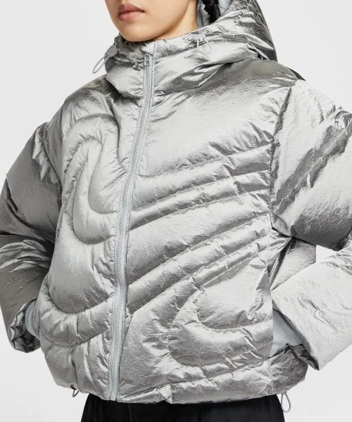 Женская куртка-пуховик Nike Therma-FIT Oversized Down Puffer Jacket серебристый — фото 3
