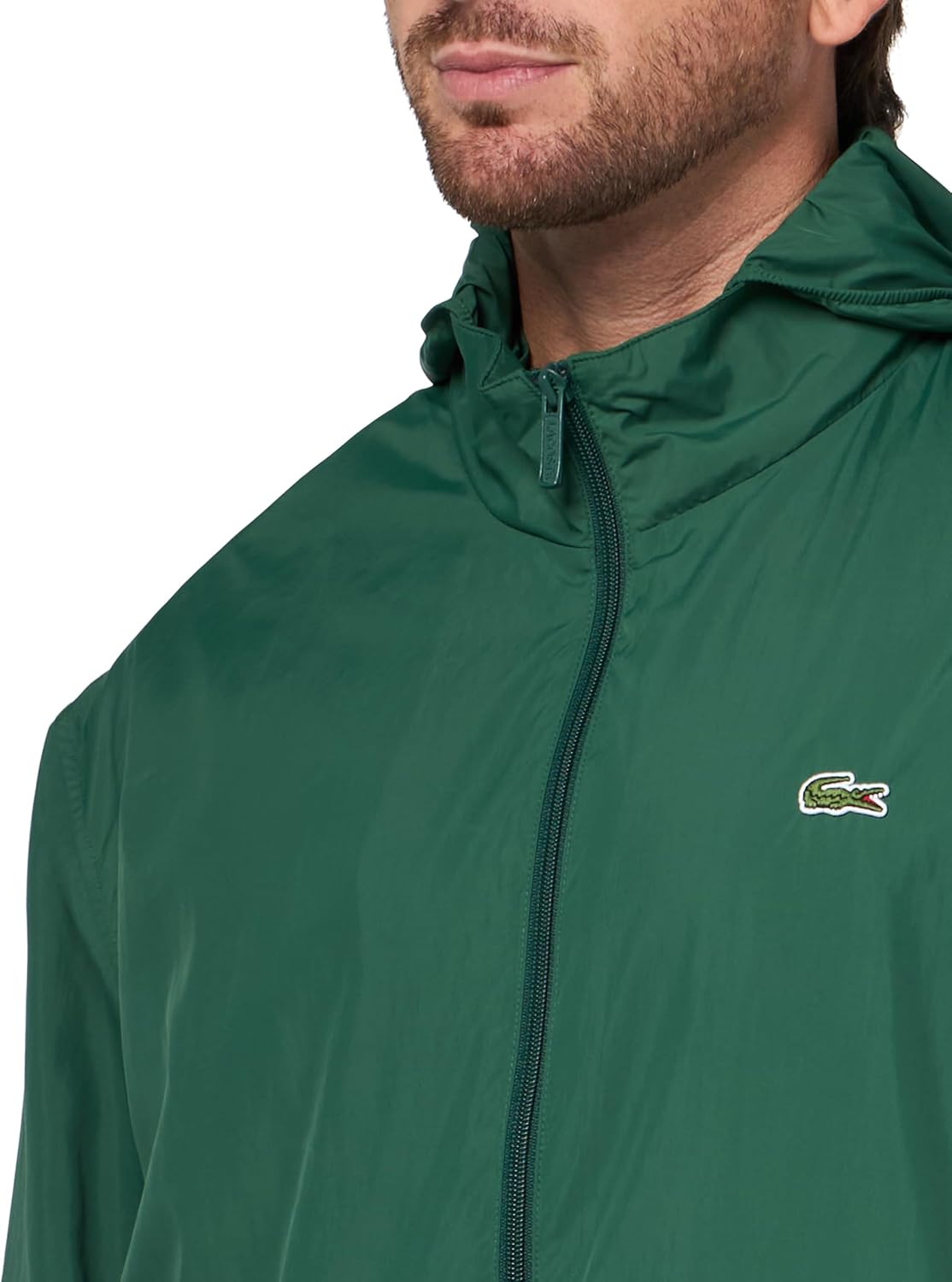 Мужская водоотталкивающая спортивная куртка с капюшоном Lacoste, Green — фото 3