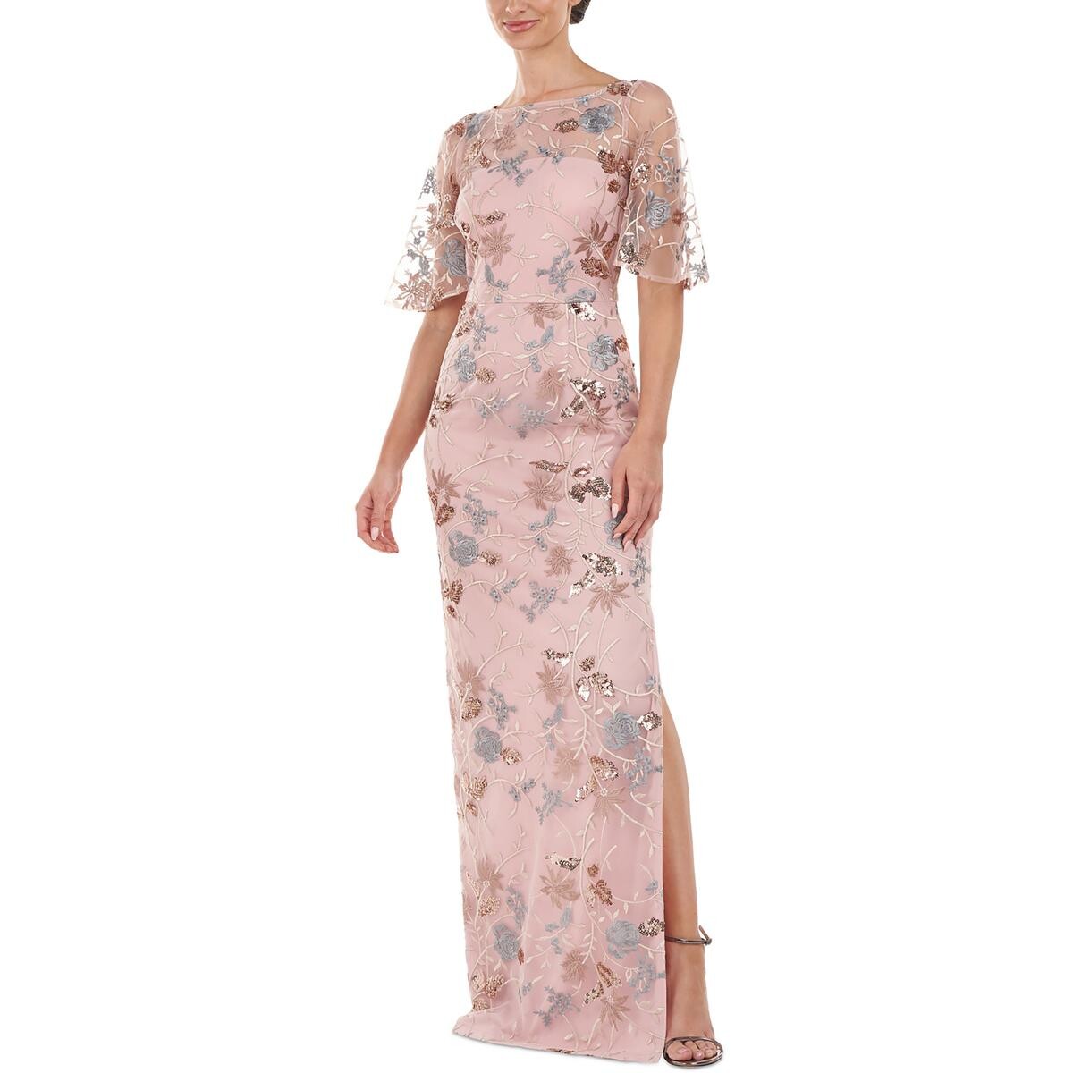 

Плюс женское вечернее платье из полиэстера с вышивкой JS Collections, цвет Blush Multi