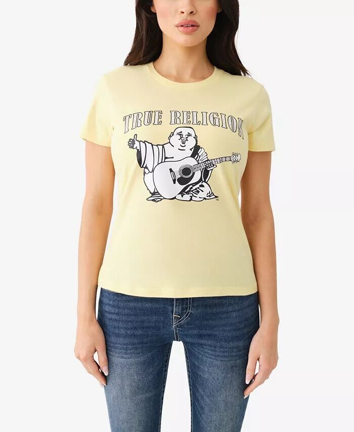 

Женская узкая футболка с круглым вырезом Buddha True Religion, желтый
