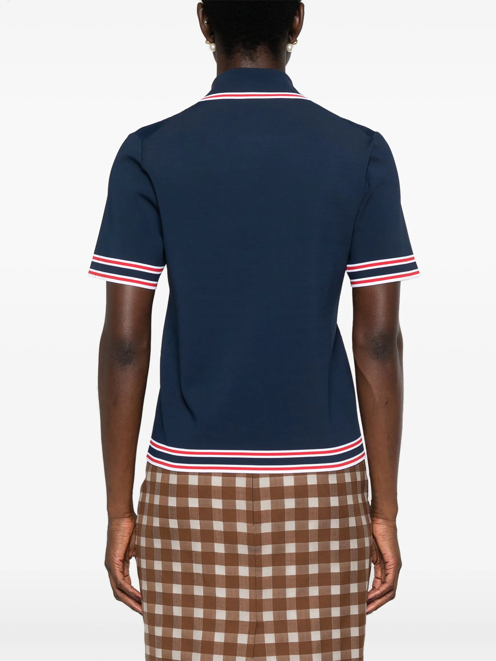 Рубашка поло Gucci Polo с отделкой в полоску, синий — фото 4