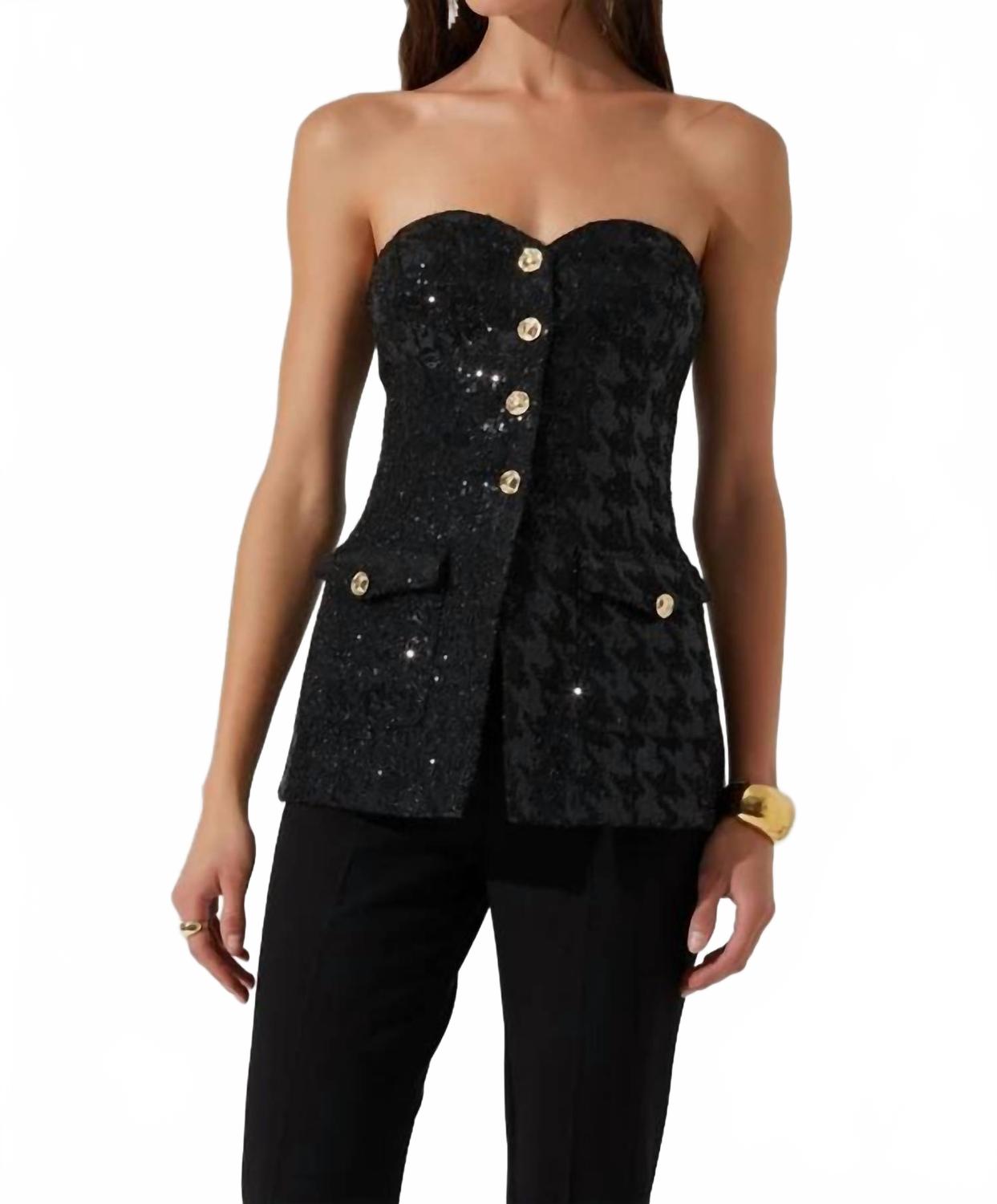 

Топ-бюстье Adeline с узором «гусиная лапка» из пайеток, черный Astr, черный