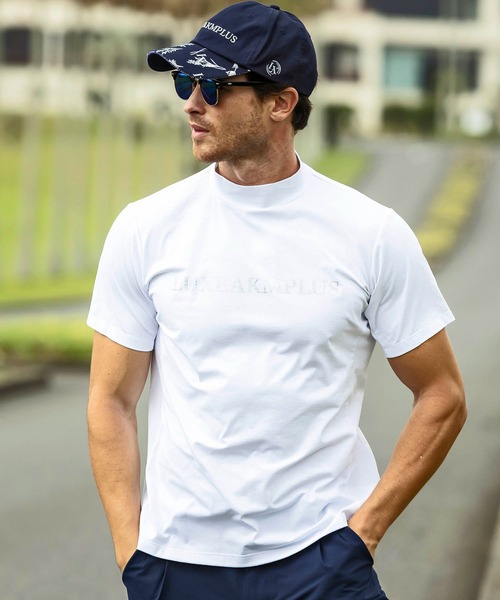 

Футболка с коротким рукавом и высоким воротником, украшенная стразами LUXEAKMPLUS Golf, белая