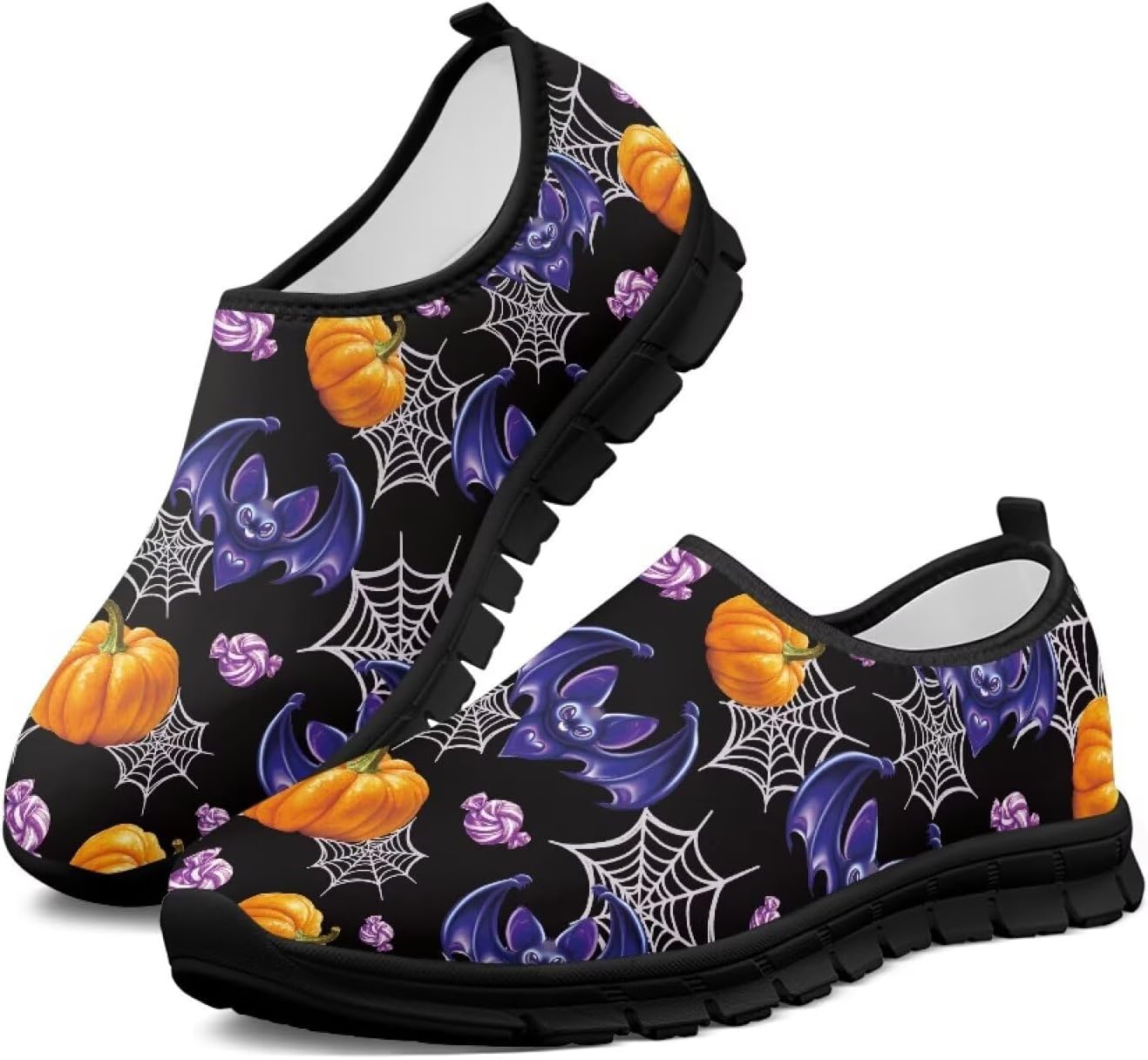 

Женские кроссовки широкого размера для бега по дороге, ультралегкие теннисные кроссовки для тренажерного зала, тренировок и ходьбы Chririnla, Bat Pumpkin Print