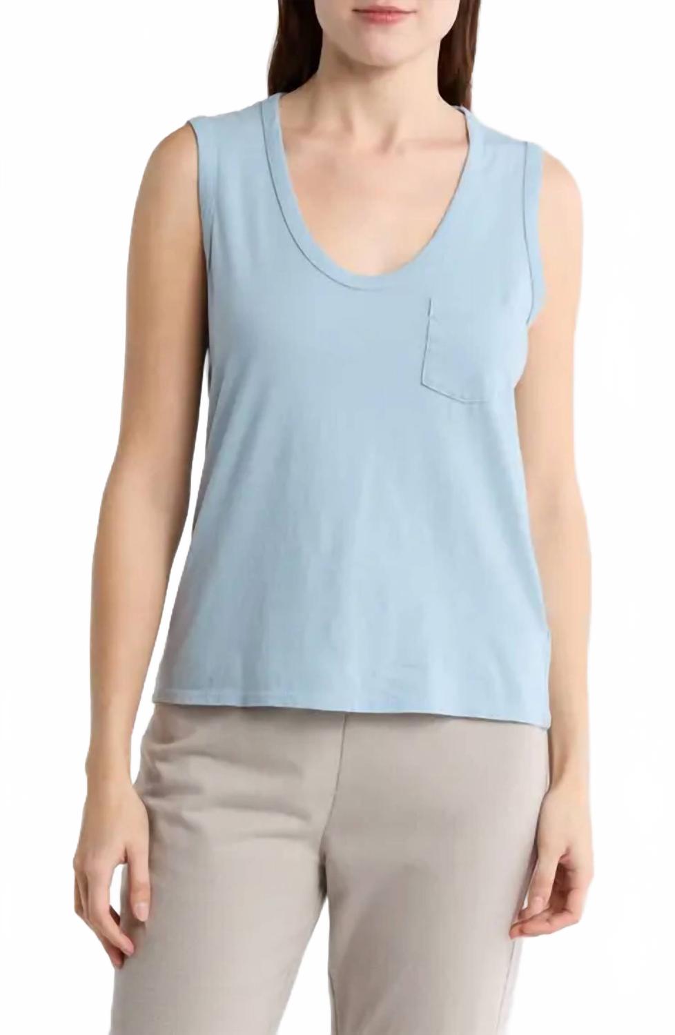 

James Perse Хлопковая майка с V-образным вырезом, лазурно-голубого цвета