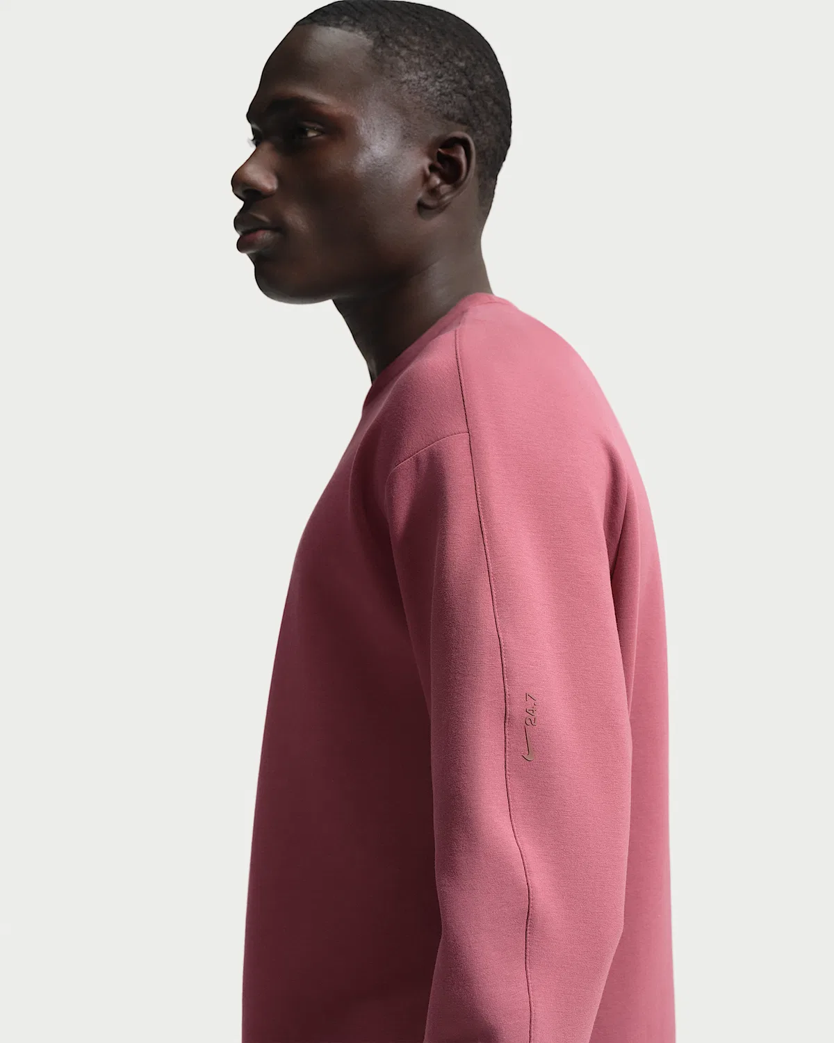 Мужская футболка Nike 24.7 ImpossiblySoft Dri-FIT Crew, Pink Smoke/Light Boulder — фото 3