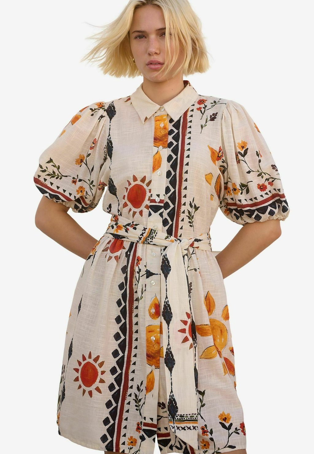 

Платье-рубашка REGULAR FIT - PUFF SLEEVE TIE WAIST Next, мультиколор