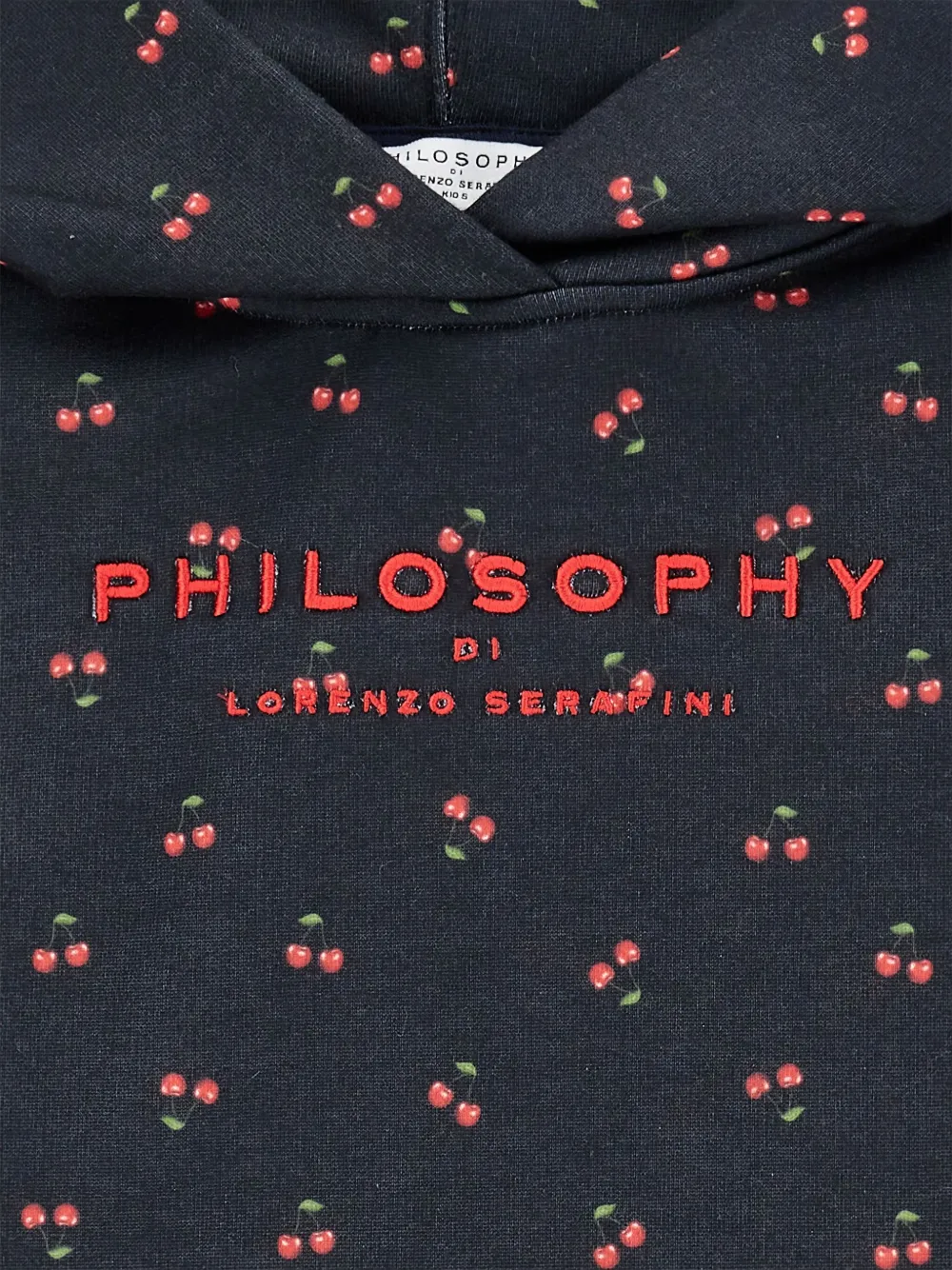Платье с капюшоном и вишневым принтом Philosophy Di Lorenzo Serafini Kids, черный — фото 3