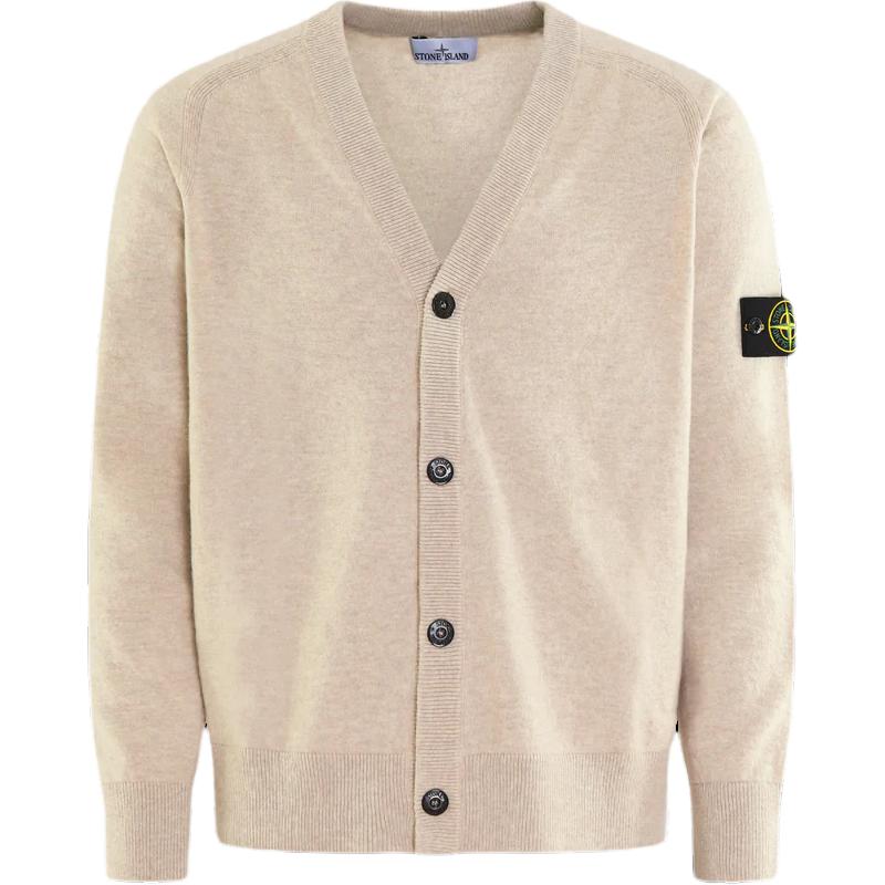 Кардиган вязаный с V-образным вырезом и нашивкой Compass STONE ISLAND, светло-умбра — фото 2