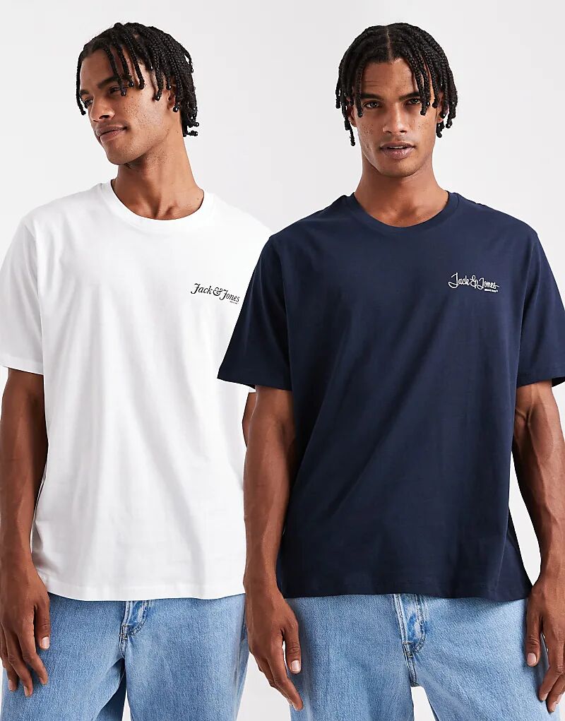 

Комплект из 2 футболок с логотипом Jack & Jones белого и темно-синего цветов