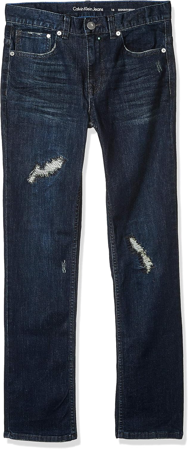 

Джинсы Calvin Klein Boys Skinny Fit Legacy Stretch Denim, 5 карманов, застежка на молнию и пуговицы, Osaka Blue