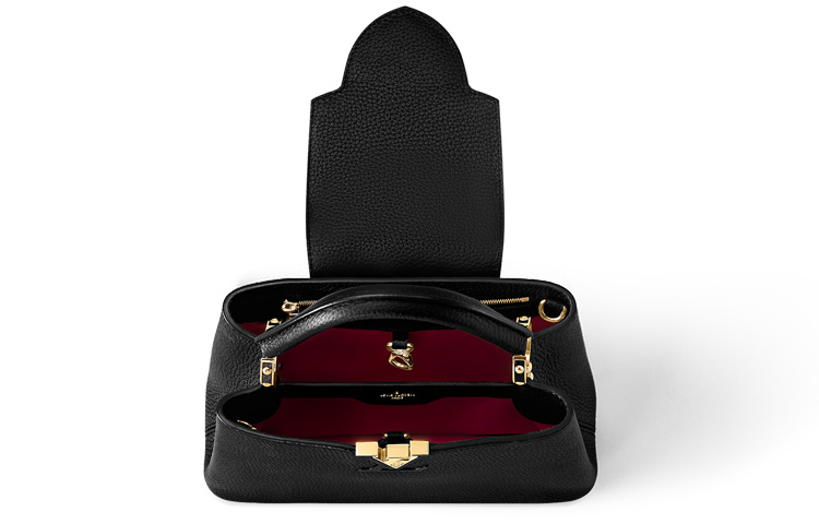 Сумка Capucines из кожи телёнка Capson, наплечная, через плечо, женская, чёрная LOUIS VUITTON — фото 4