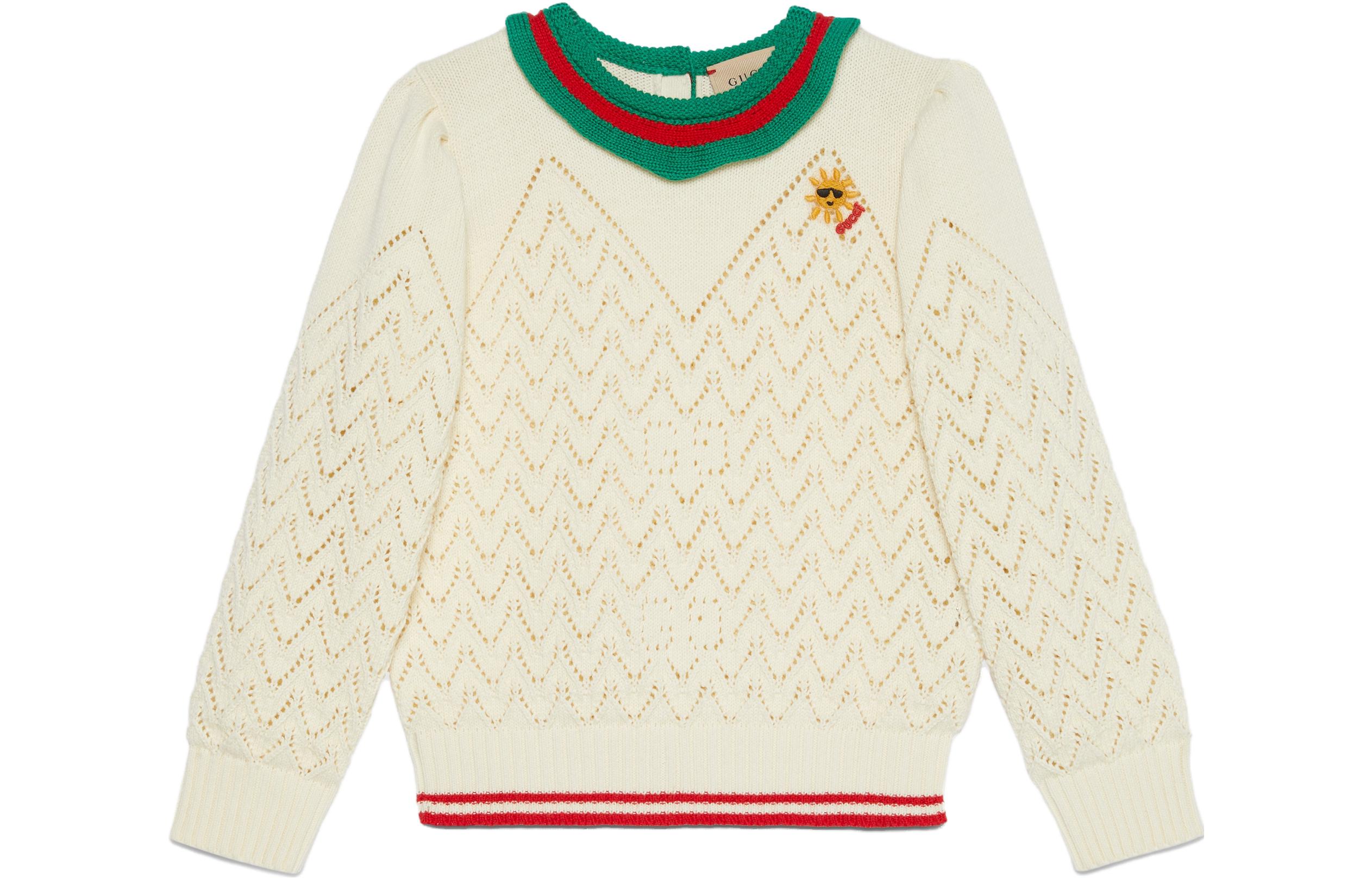 

Детский свитер с круглым вырезом, средней жесткости Gucci, экрю