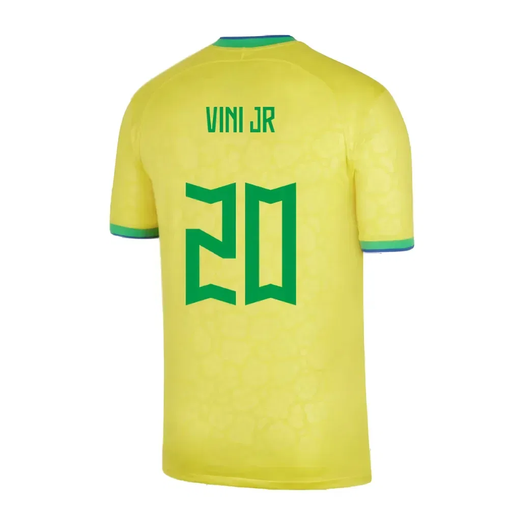 Детская футбольная футболка Бразилии Vini Jr 20 Brazil, желтый — фото 2
