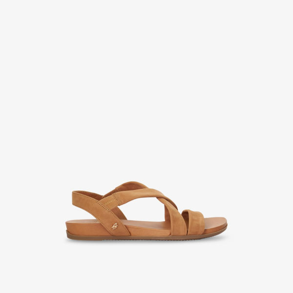 Сандалии Dune Landies comfort-strap на плоской подошве из кожи, коричневый