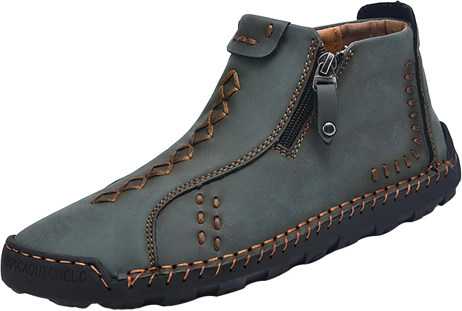 Herren Leder Freizeitschuhe, Лоферы Оксфордские слипоны Schuhe Stiefeletten Handnähte Seitlicher Reißverschluss, Прогулочные кроссовки Wanderschuhe Renaissance Mokassins Mittelalterliche Stiefel Generic, Grün