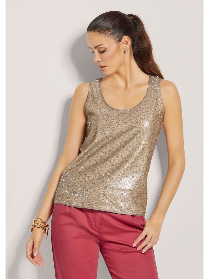 

MADELEINE Топ с пайетками, бежевого цвета