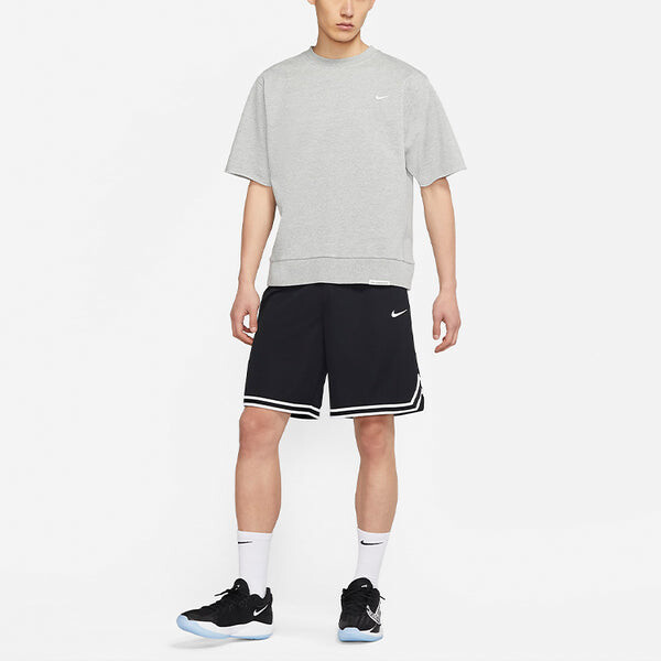 Футболка dri-fit standard issue round neck pullover sports short sleeve dark grey gray Nike, серый — фото 3
