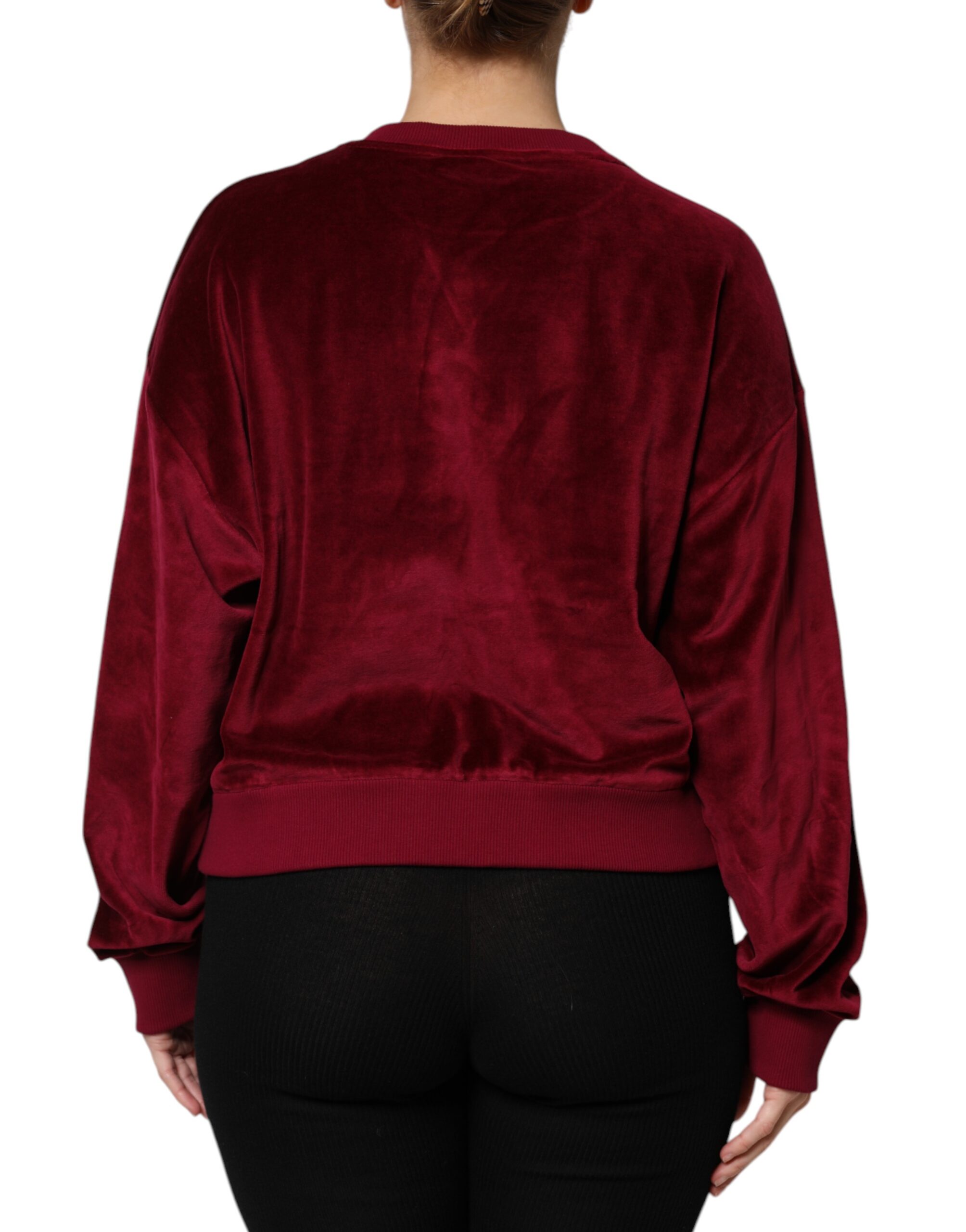 Красный хлопковый бархатный свитер с круглым вырезом Dolce & Gabbana, Red — фото 3