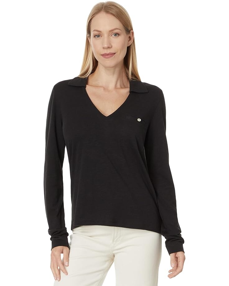 

Футболка Lilla P Long Sleeve Collared V-Neck, черный