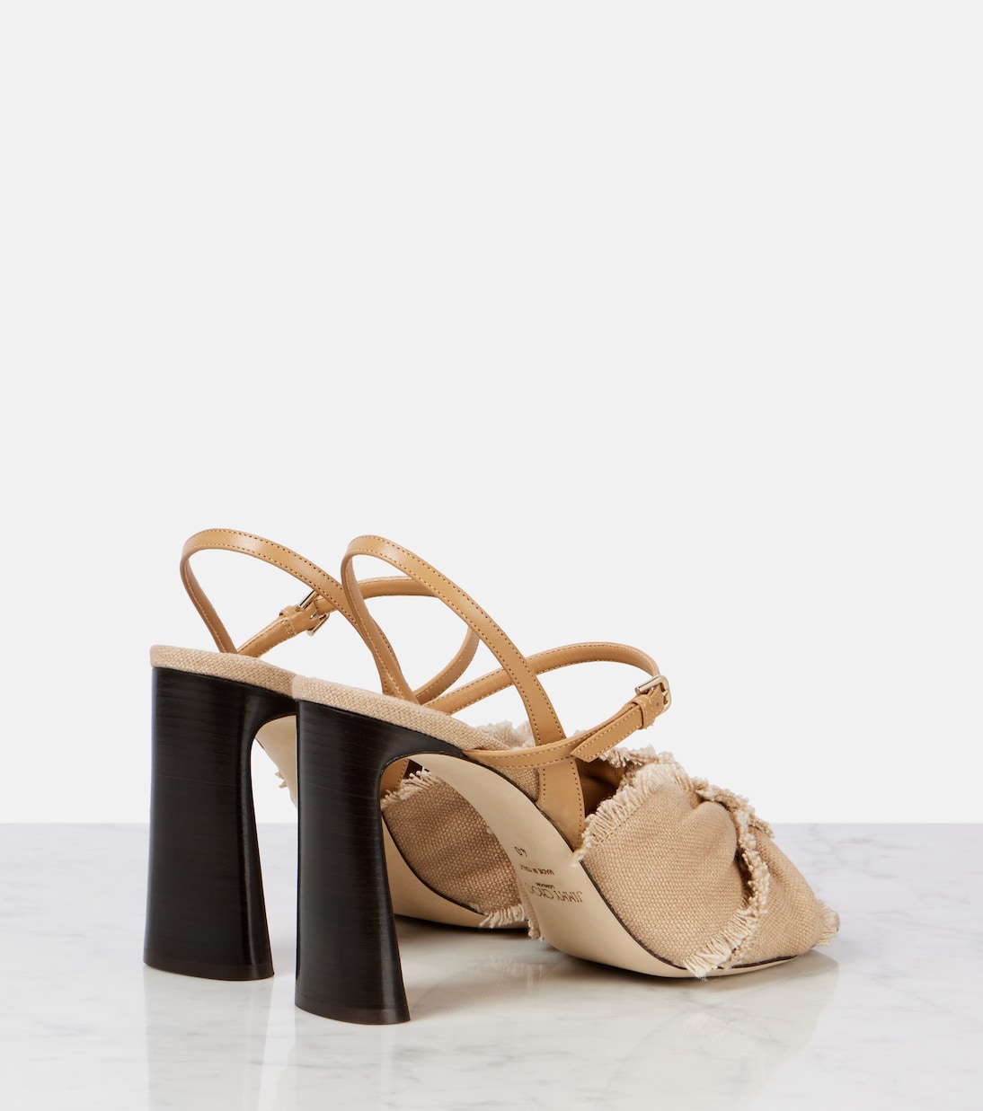 Annika 95 туфли-лодочки с открытым носком из ткани Jimmy Choo, Ballet Pink/Dark Cappuccino — фото 2