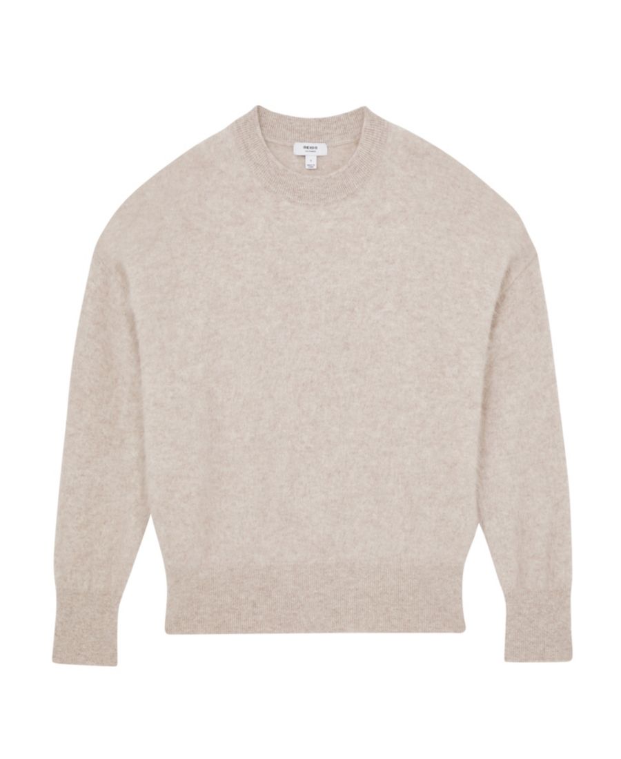

Женский свитер с круглым вырезом из ворсистого кашемира REISS, Oatmeal, Neutral