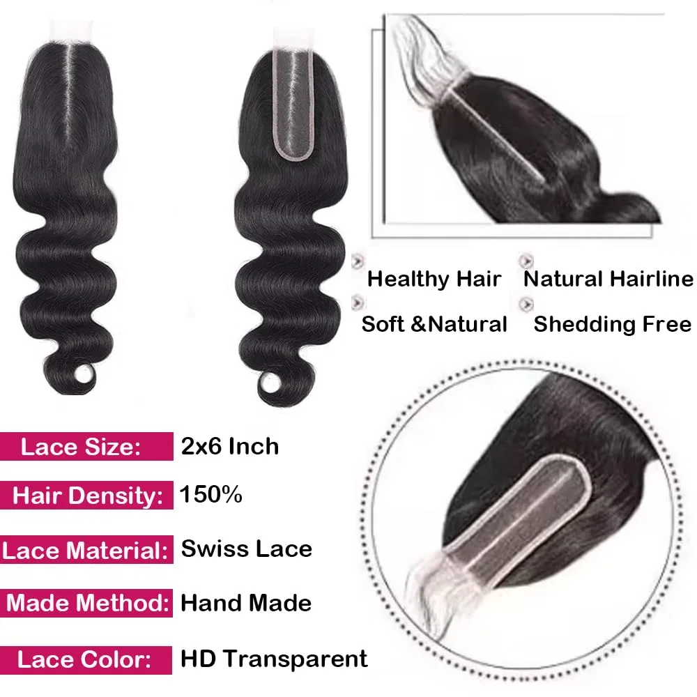 Накладные волосы 2x6 HD Braid Closure Body Wave от Unprocessed Message Myouan, 2X6 Closure — фото 2