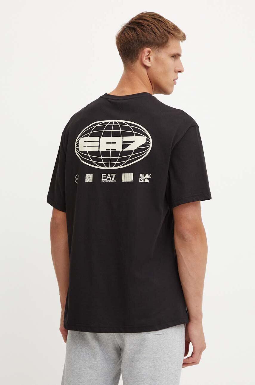 

Хлопковая футболка EA7 Emporio Armani, черный