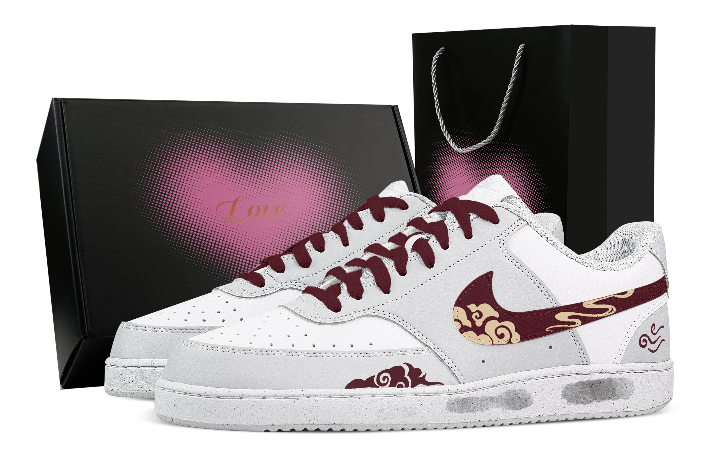 

Nike Кроссовки Court Vision Yuntan 2 Heart Box с низким верхом, устойчивые к истиранию, мужские, белые, красные