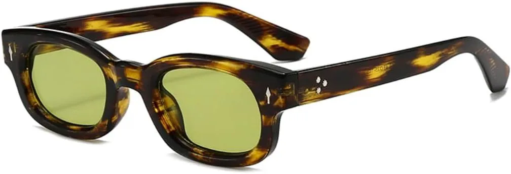 

Ретро-солнцезащитные очки квадратной формы, конфетные цвета, модные женские, с заклепками, мужские, с леопардовым принтом, UV400 UATXTAU, Green Pattern Green