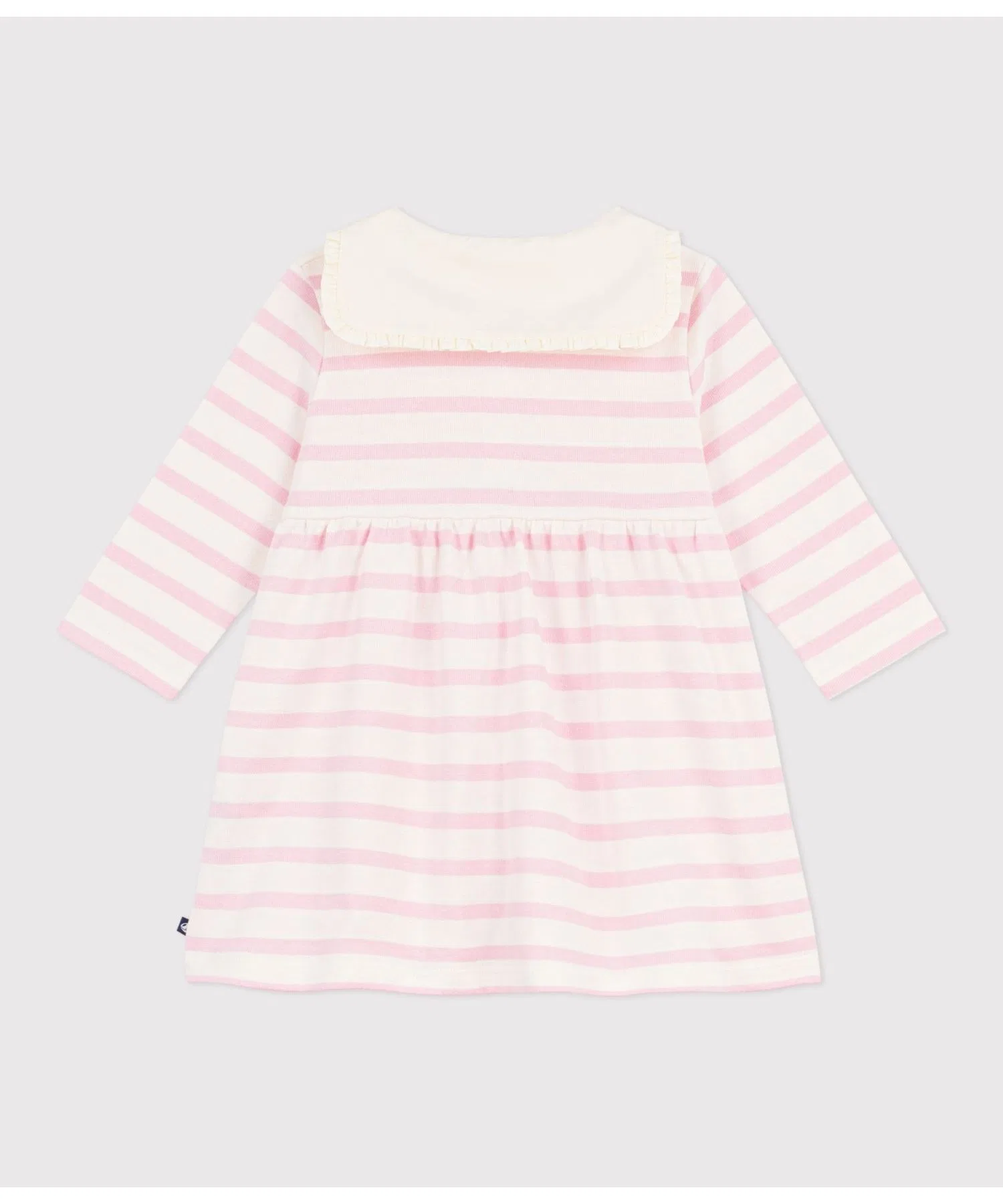 Детское платье в полоску Petit Bateau с воротником-матроской бело-розовое — фото 2