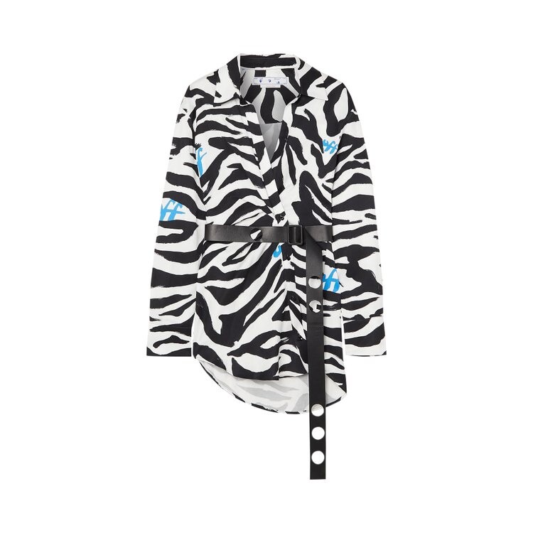 

Платье Off-White Zebra Belted Shirt Dress, белый